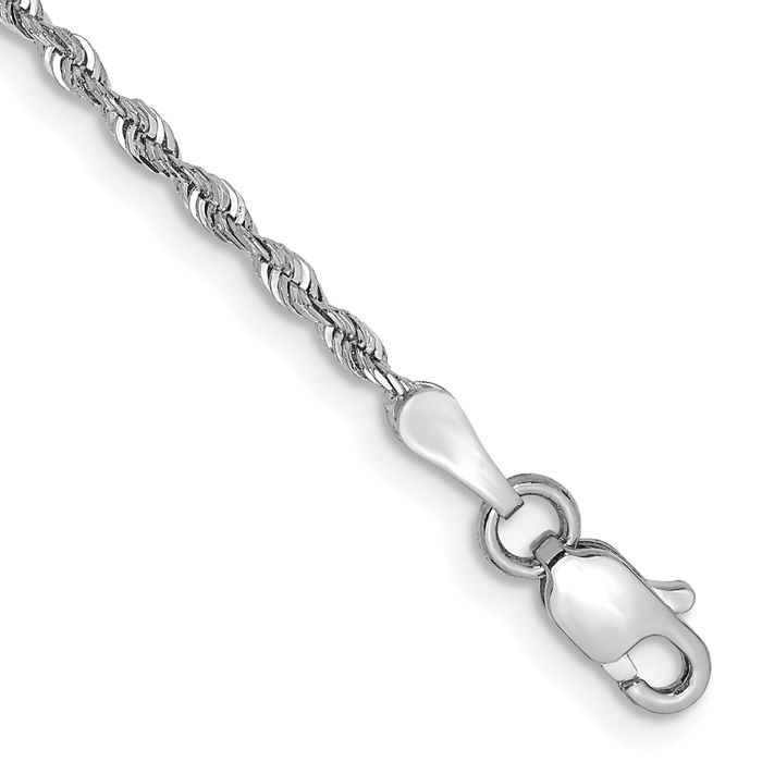 14K Solid White Gold 1.85mm Quadruple Rope Chain Bracelet