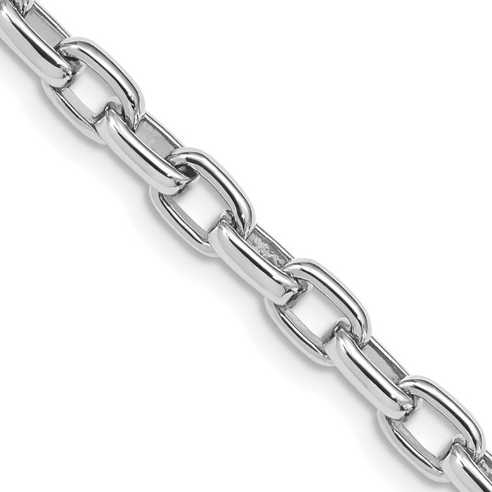 14K Solid White Gold 4.6mm Link Chain Bracelet