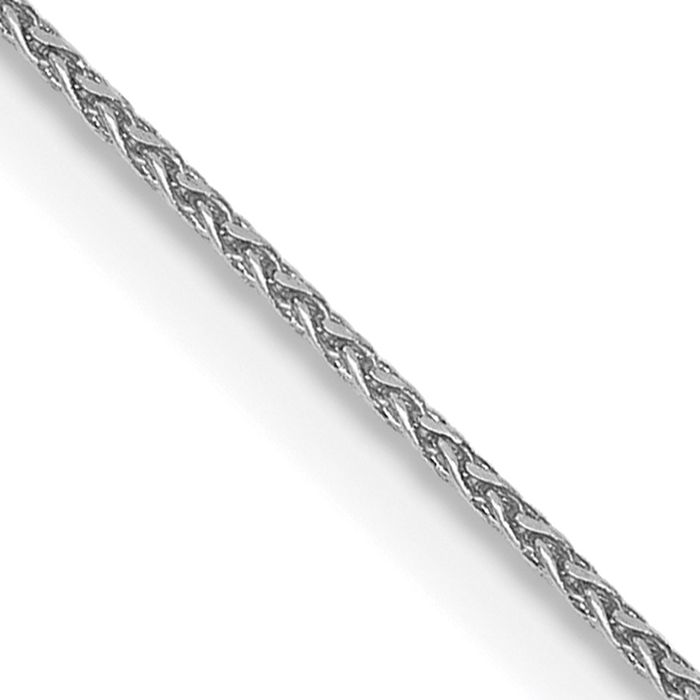 14K Solid White Gold 0.85mm Spiga Wheat Link Chain Necklace