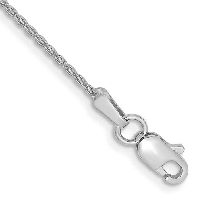 14K Solid White Gold 1.2mm Parisian Spiga Wheat Link Chain Bracelet - Picture 10 of 29