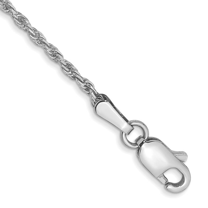 14K Solid White Gold outlet Anklet or Large Wrist Bracelet 1mm Rope Chain 9.6