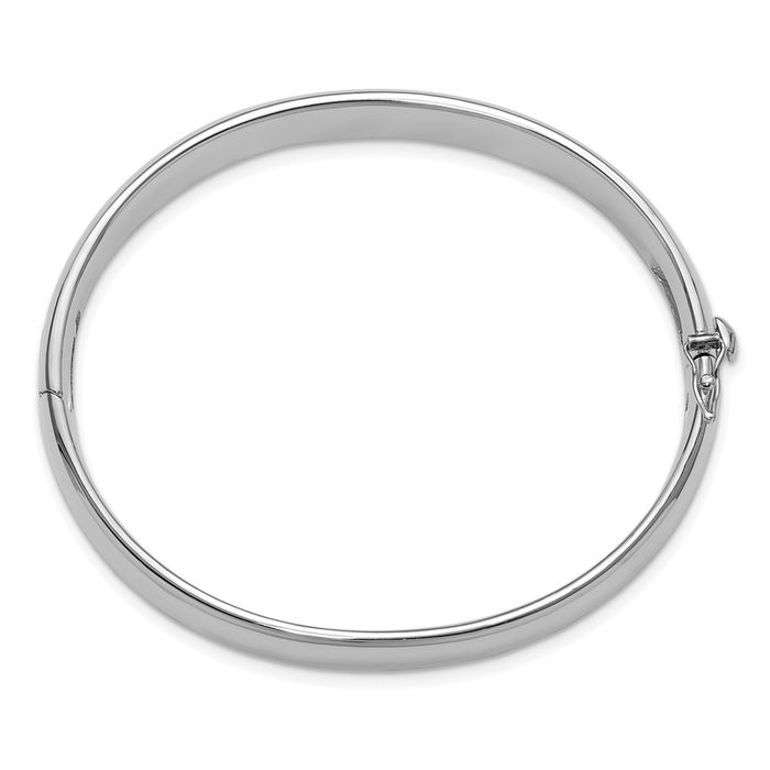 14K Solid White Gold 9.8mm Bangle Bracelet