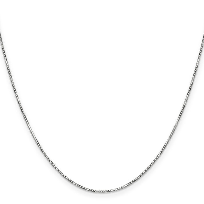 14K Solid White Gold 0.9mm Box Link Chain Necklace