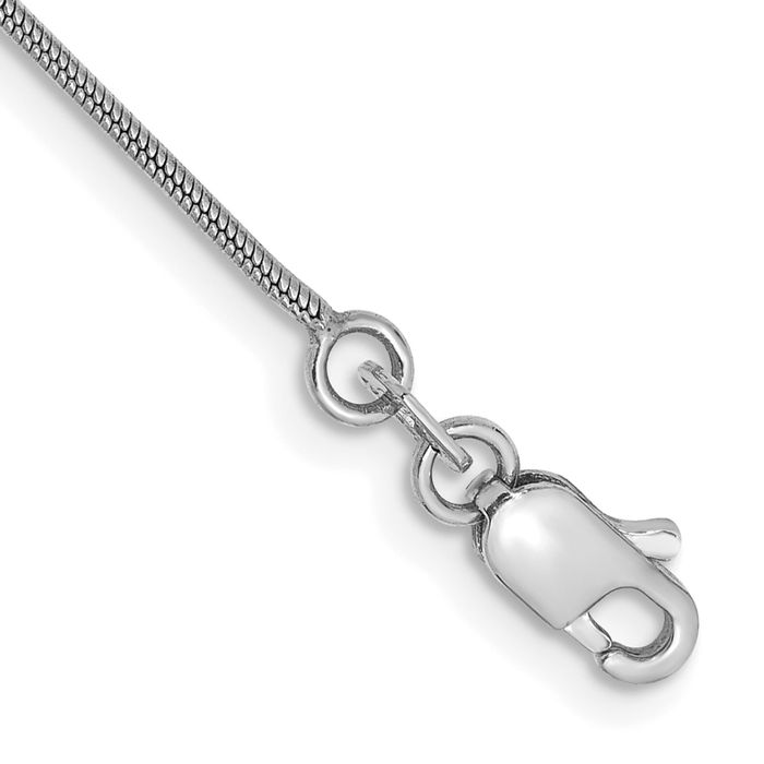 14K Solid White Gold 0.8mm Round Cubetto Omega Snake Chain Anklet Summer Beach Foot Ankle Bracelet