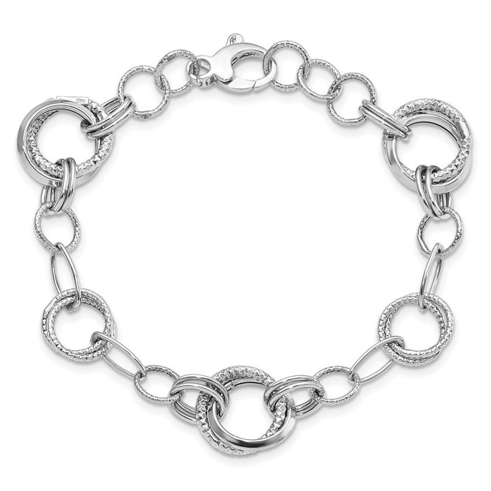 14K Solid White Gold Link Chain Bracelet