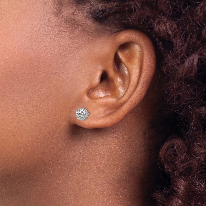 14K Solid White Gold Ball Stud Earrings