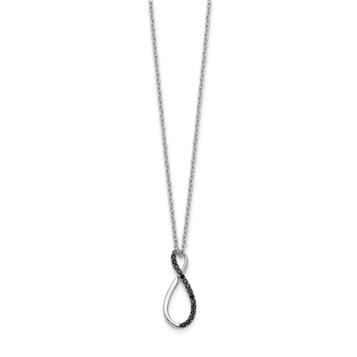 14K Solid White Gold Black Diamond Necklace Chain