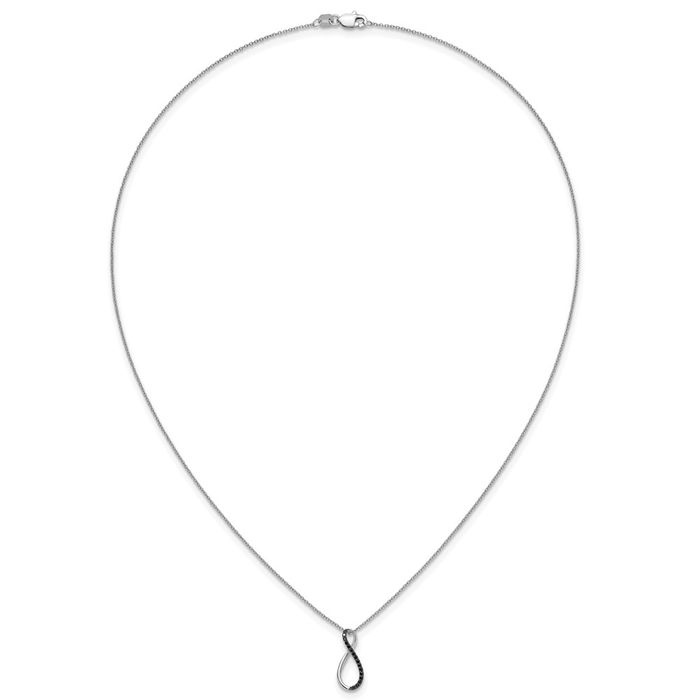 14K Solid White Gold Black Diamond Necklace Chain