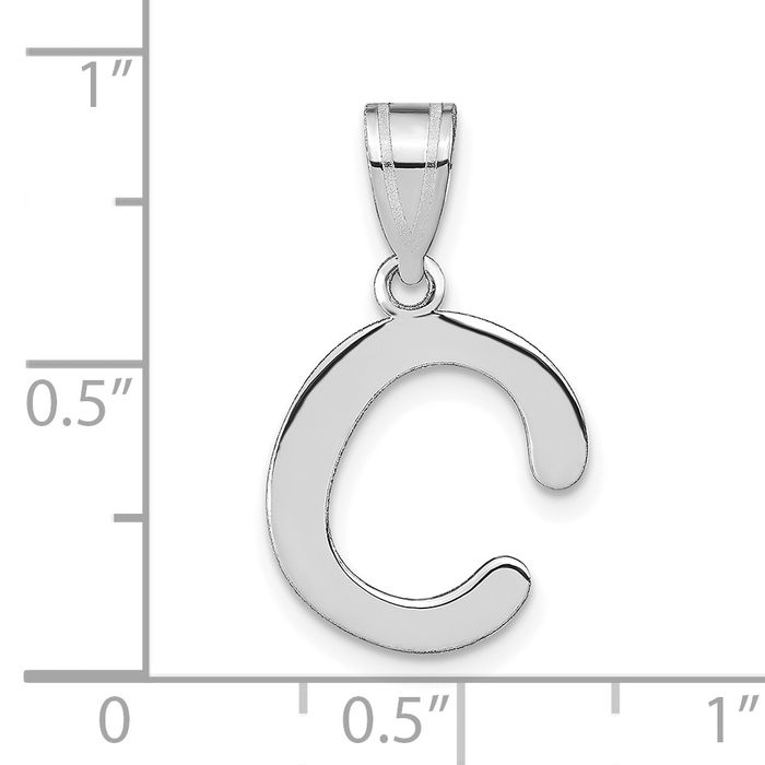 14K Solid White Gold Dainty Letter C Initial Name Monogram Necklace Chain Pendant Charm