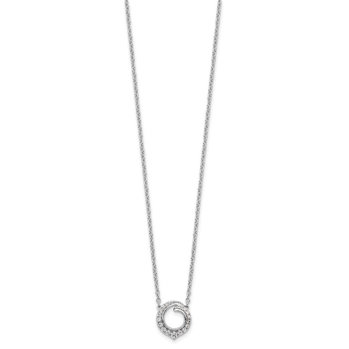 14K Solid White Gold Circle Round Geometric Diamond Necklace Chain