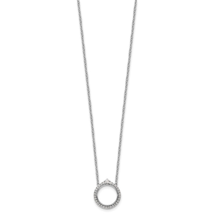 14K Solid White Gold Circle Round Geometric Diamond Necklace Chain