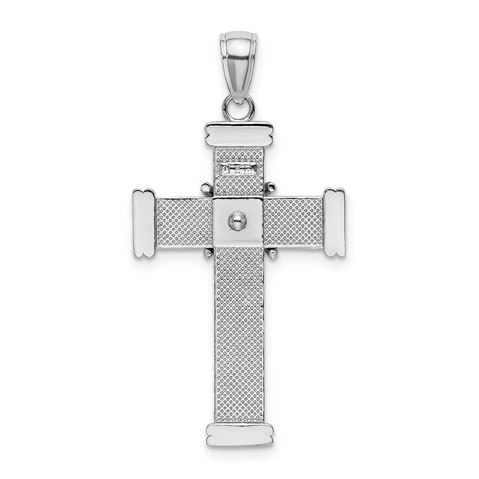 14K Solid White Gold Holy Cross Necklace Religious Chain Pendant Jesus Christ Charm