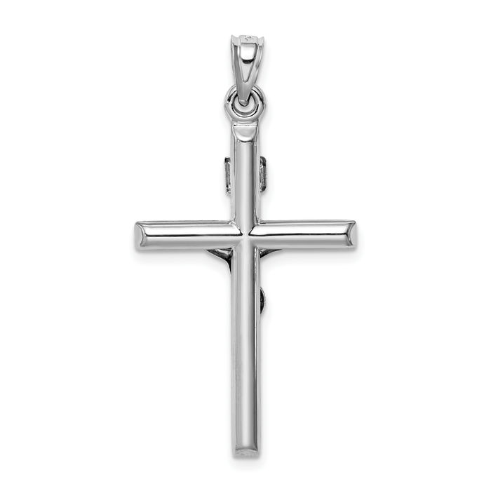 14K Solid White Gold Lord Jesus Christ Crucifix Holy Cross Necklace Religious Chain Pendant Charm