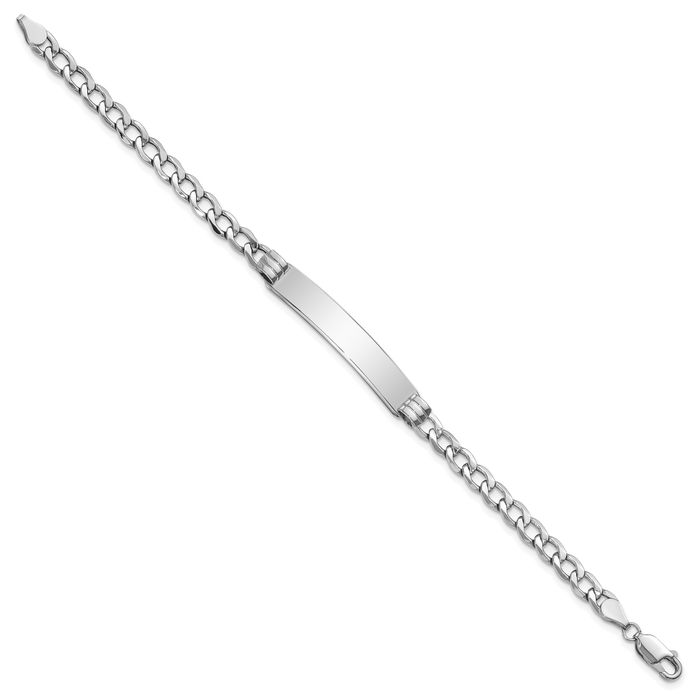 14K Solid White Gold Cuban Name Bar Identification ID Bracelet