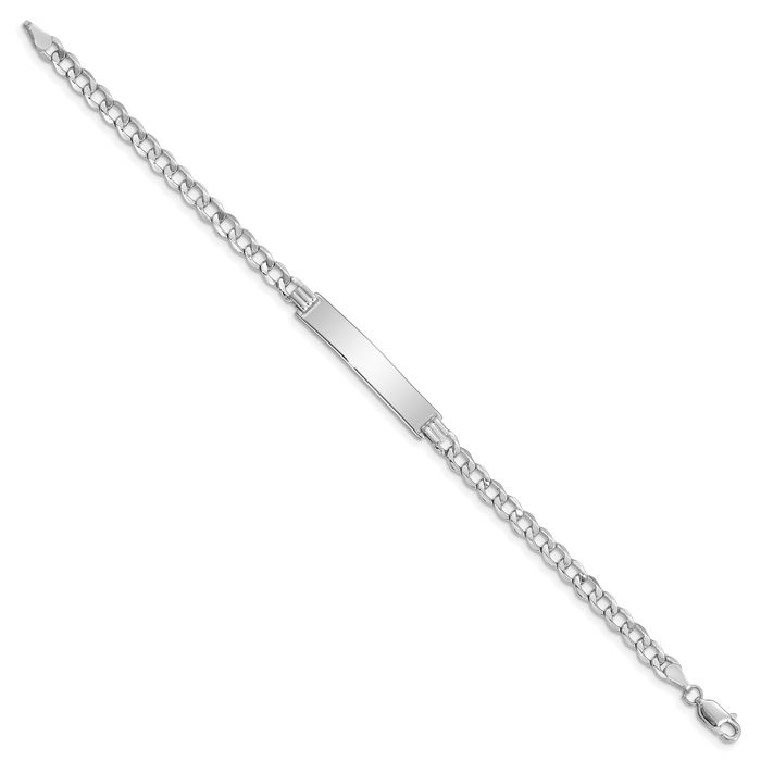 14K Solid White Gold Cuban Name Bar Identification ID Bracelet