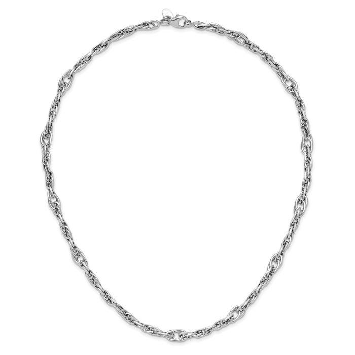 14K Solid White Gold Link Chain Necklace