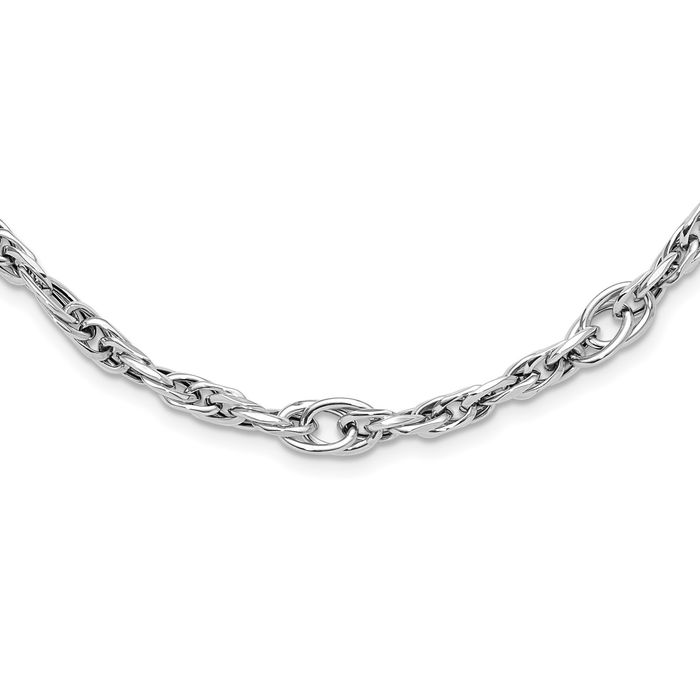 14K Solid White Gold Link Chain Necklace