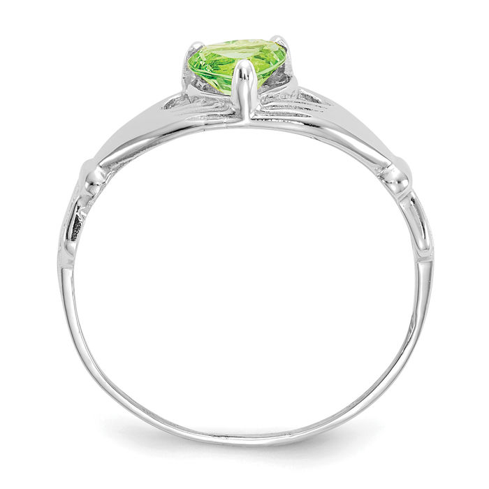 14K Solid White Gold Cubic Zirconia CZ Heart Irish Claddagh Celtic Ring Love Band August Birthstone Jewelry
