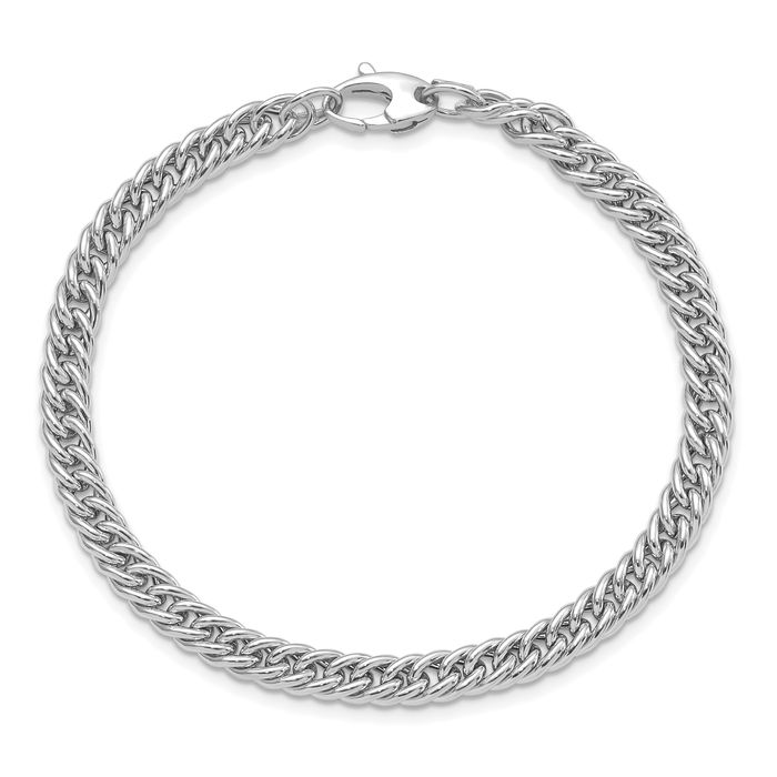 14K Solid White Gold Curb Link Chain Bracelet