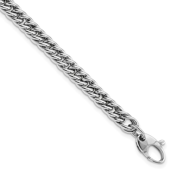 14K Solid White Gold Curb Link Chain Bracelet