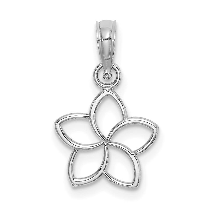 14K Solid White Gold Flower Necklace