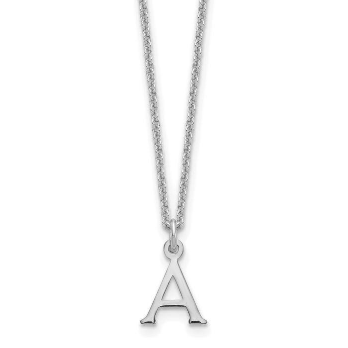 10K Solid White Gold Letter A Initial Chain Necklace