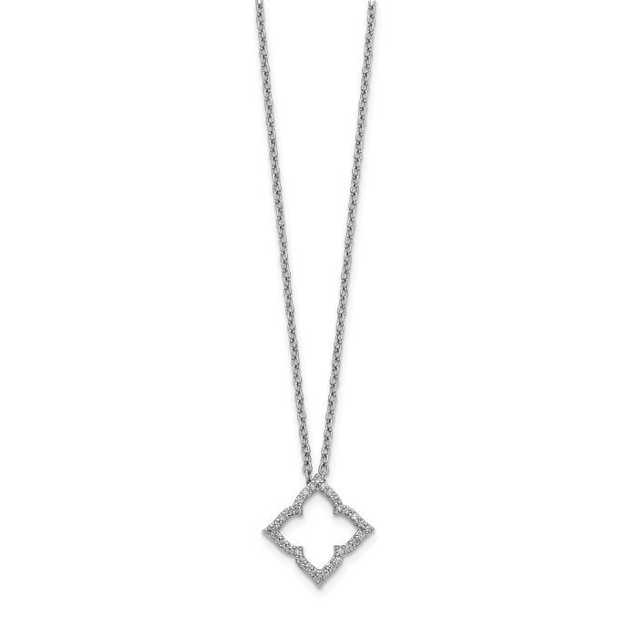 14K Solid White Gold Diamond Geometric Necklace Chain