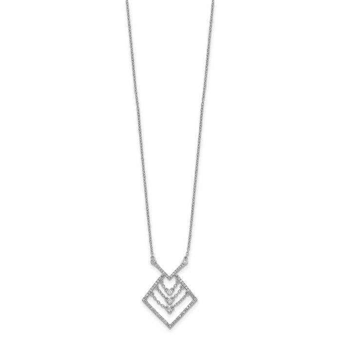 14K Solid White Gold Diamond Geometric Necklace Chain