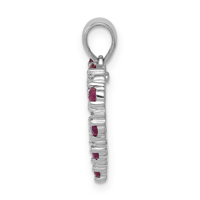 14K Solid White Gold Diamond Red Ruby Heart Necklace Gemstone Pendant Charm