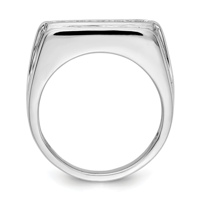 14K Solid White Gold Diamond 5 Stone Mens Ring