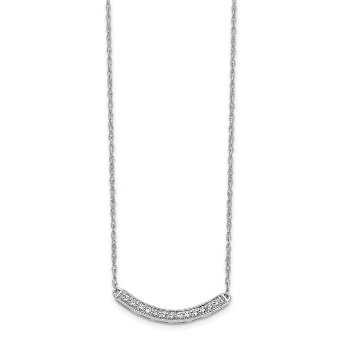 14K Solid White Gold Diamond Bar Necklace Chain