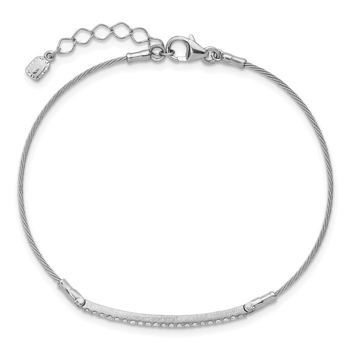 14K Solid White Gold Diamond Bar Wire Tennis Bracelet