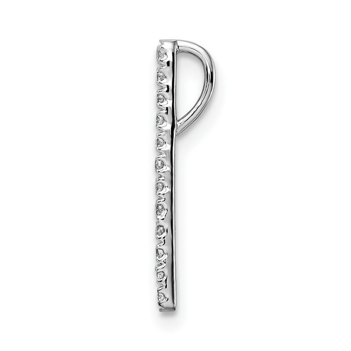 14K Solid White Gold Diamond Bars Floating Chain Slide Pendant Necklace Charm