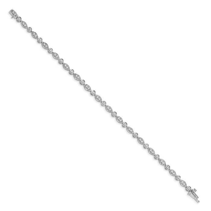 14K Solid White Gold Diamond Tennis Bracelet