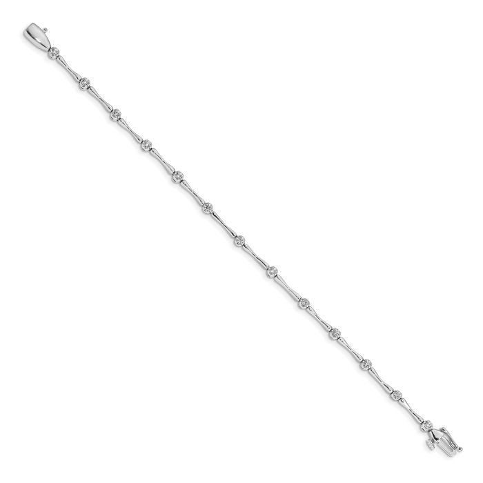 14K Solid White Gold Diamond Tennis Bracelet