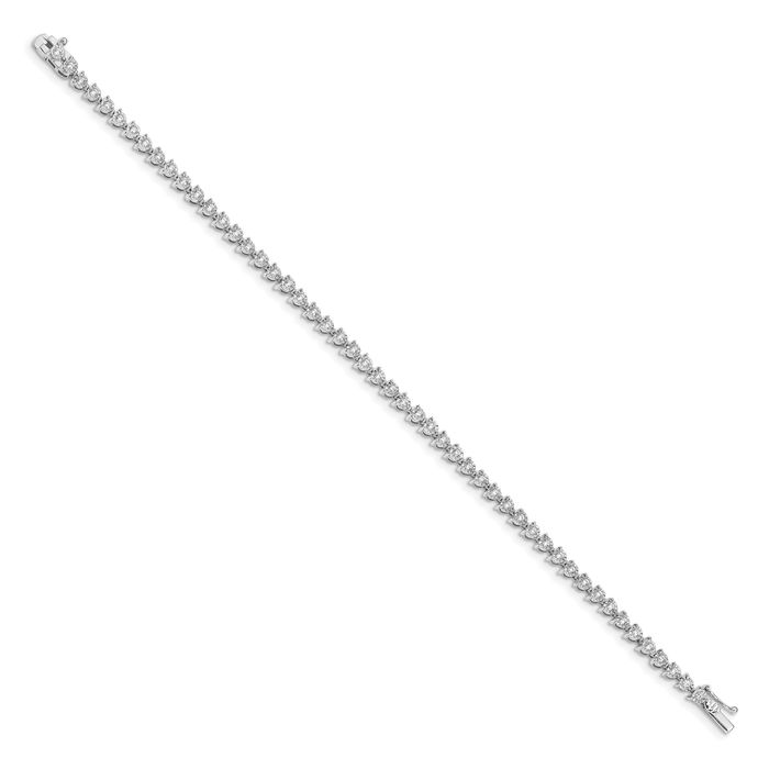 14K Solid White Gold Diamond Tennis Bracelet