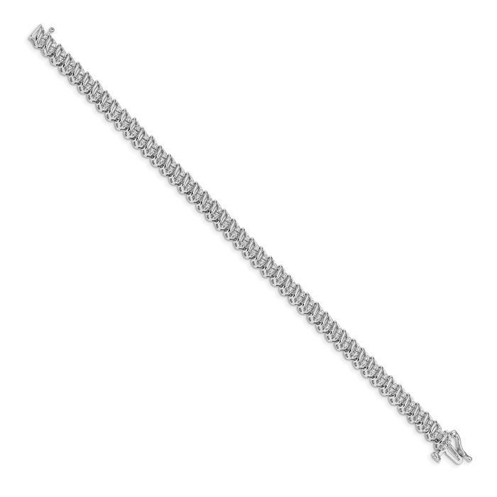 14K Solid White Gold Diamond Tennis Bracelet