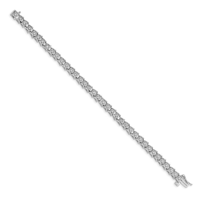 14K Solid White Gold Diamond Tennis Bracelet