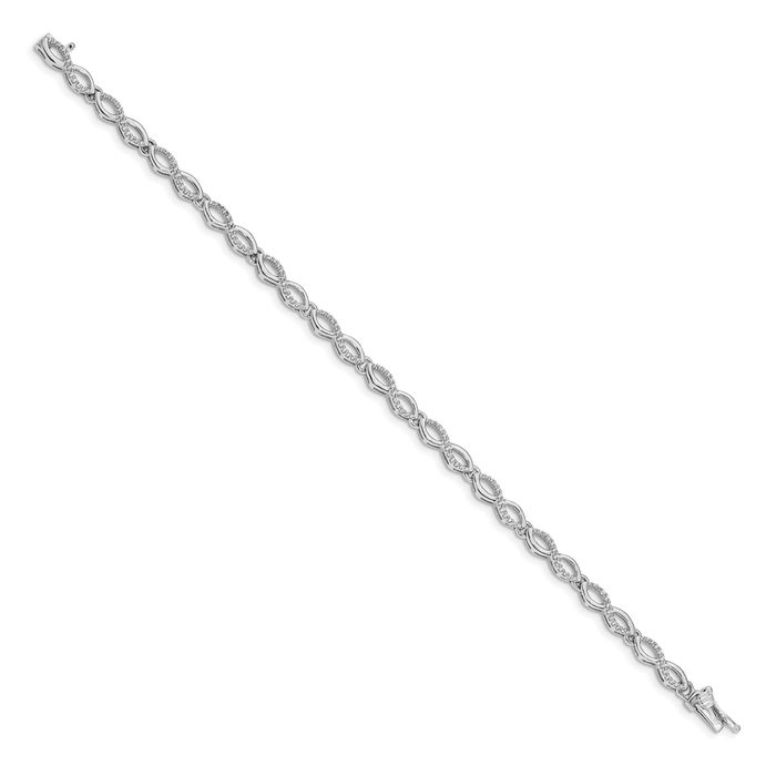 14K Solid White Gold Diamond Chain Tennis Charm Bracelet