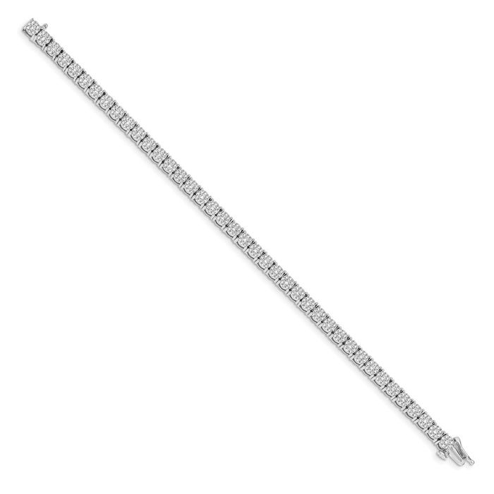 14K Solid White Gold Diamond Tennis Bracelet