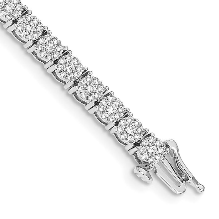 14K Solid White Gold Diamond Tennis Bracelet