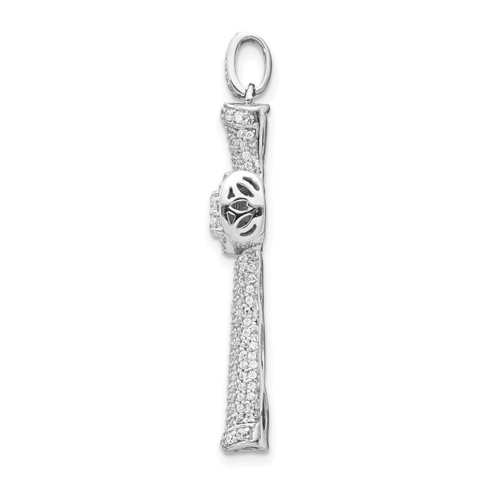 14K Solid White Gold Diamond Holy Cross Necklace Religious Chain Pendant Jesus Christ Charm