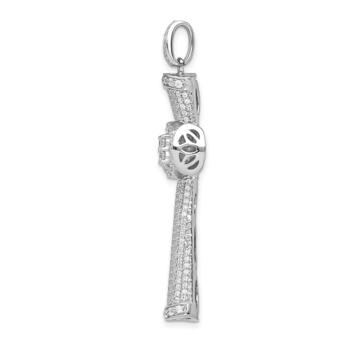 14K Solid White Gold Diamond Holy Cross Necklace Religious Chain Pendant Jesus Christ Charm