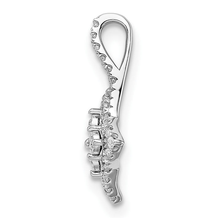 14K Solid White Gold Diamond Floating Chain Slide Pendant Necklace Charm