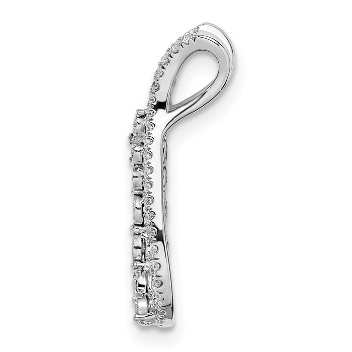 14K Solid White Gold Diamond Floating Chain Slide Pendant Necklace Charm