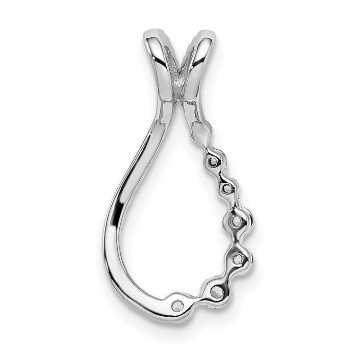 14K Solid White Gold Diamond Floating Chain Slide Pendant Necklace Charm