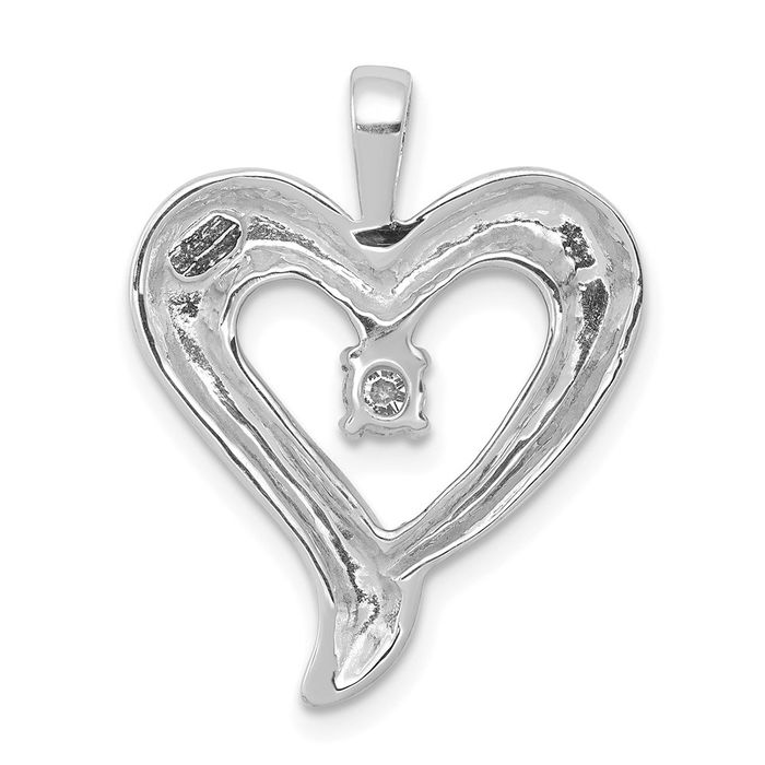 14K Solid White Gold Diamond Heart Solitaire Necklace Chain Pendant Charm