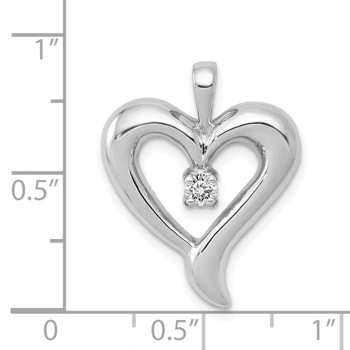 14K Solid White Gold Diamond Heart Solitaire Necklace Chain Pendant Charm