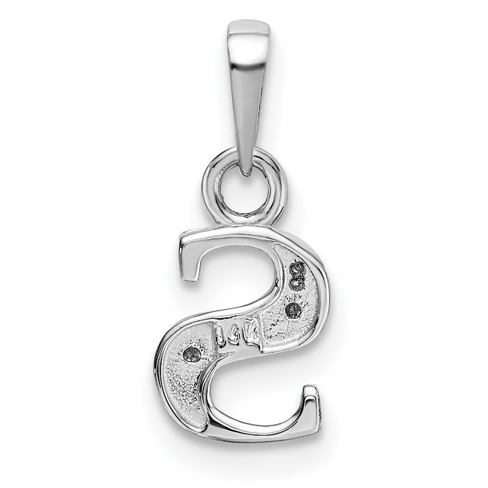 14K Solid White Gold Diamond Dainty Letter S Initial Name Monogram Necklace Chain Pendant Charm