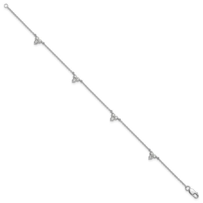 14K Solid White Gold Diamond Multi Station Tennis Bracelet